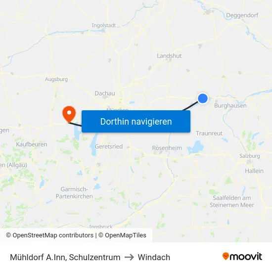 Mühldorf A.Inn, Schulzentrum to Windach map
