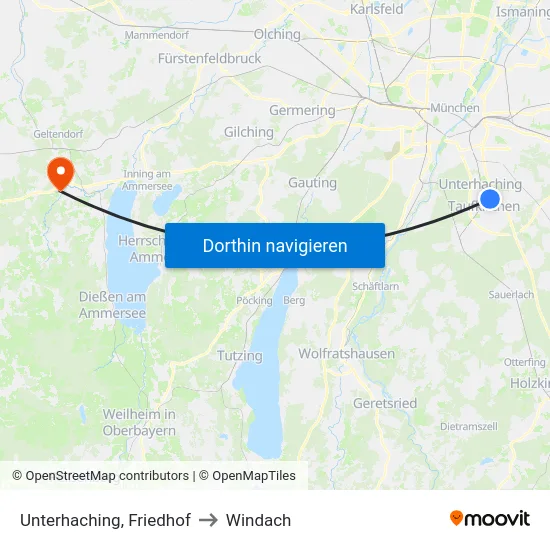 Unterhaching, Friedhof to Windach map