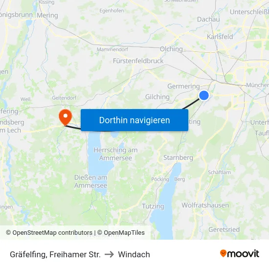 Gräfelfing, Freihamer Str. to Windach map