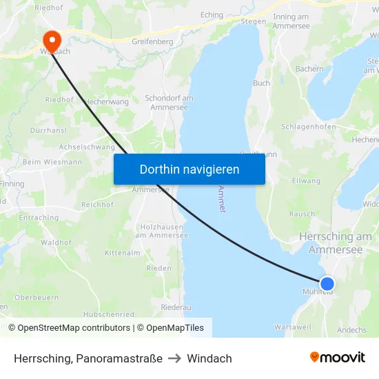 Herrsching, Panoramastraße to Windach map