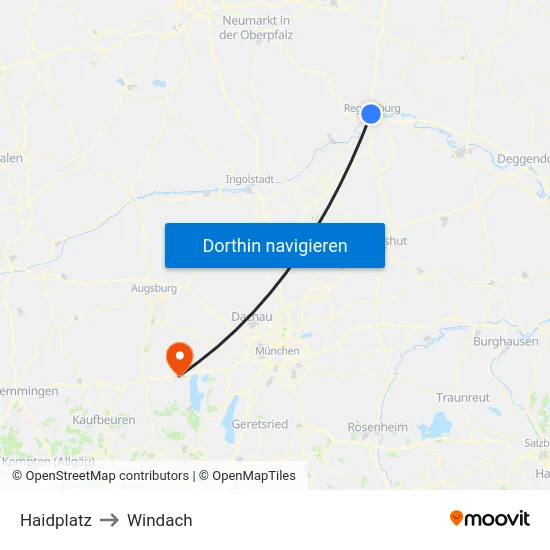 Haidplatz to Windach map