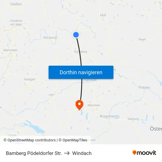 Bamberg Pödeldorfer Str. to Windach map