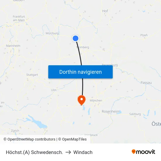 Höchst.(A) Schwedensch. to Windach map
