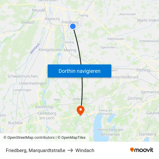 Friedberg, Marquardtstraße to Windach map