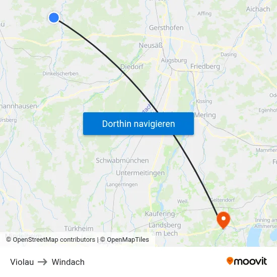 Violau to Windach map