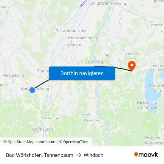 Bad Wörishofen, Tannenbaum to Windach map