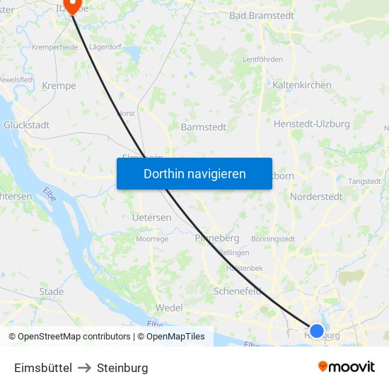 Eimsbüttel to Steinburg map