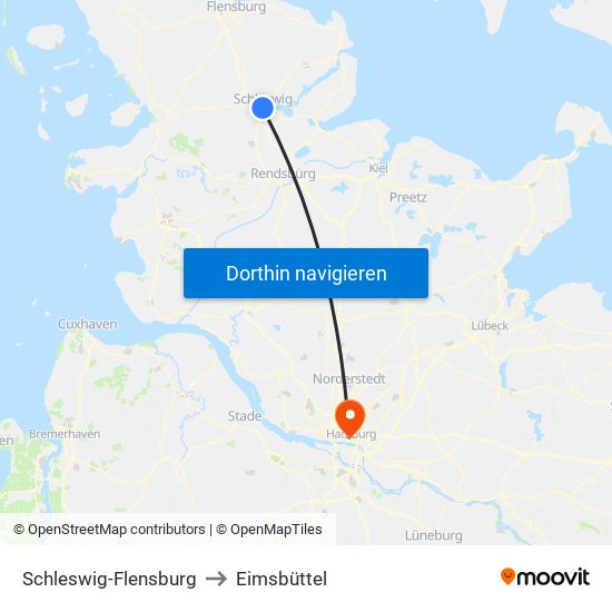 Schleswig-Flensburg to Eimsbüttel map