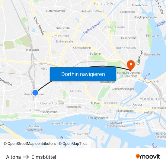 Altona to Eimsbüttel map