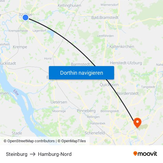 Steinburg to Hamburg-Nord map