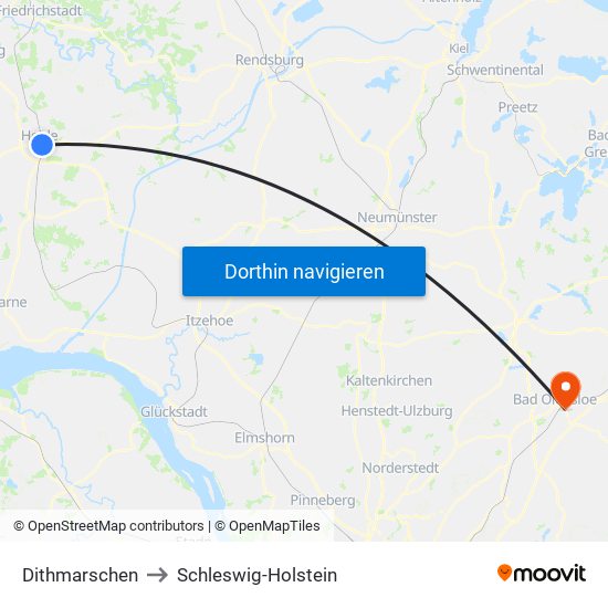 Dithmarschen to Schleswig-Holstein map