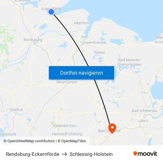 Rendsburg-Eckernförde to Schleswig-Holstein map