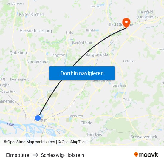 Eimsbüttel to Schleswig-Holstein map