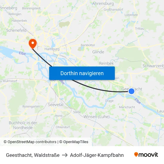 Geesthacht, Waldstraße to Adolf-Jäger-Kampfbahn map