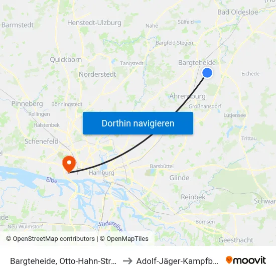 Bargteheide, Otto-Hahn-Straße to Adolf-Jäger-Kampfbahn map
