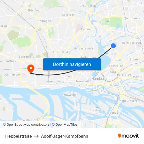 Hebbelstraße to Adolf-Jäger-Kampfbahn map