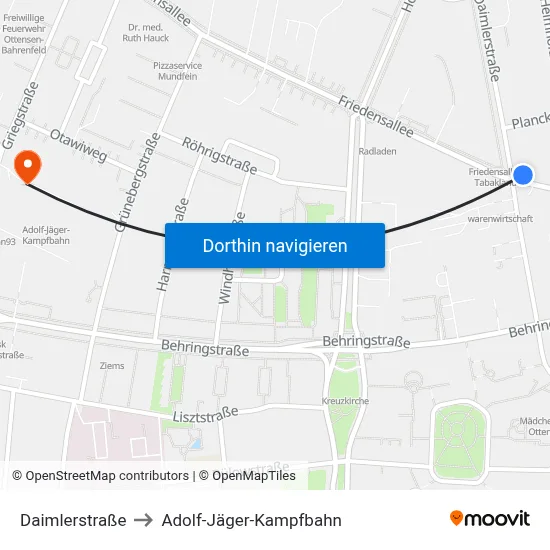 Daimlerstraße to Adolf-Jäger-Kampfbahn map
