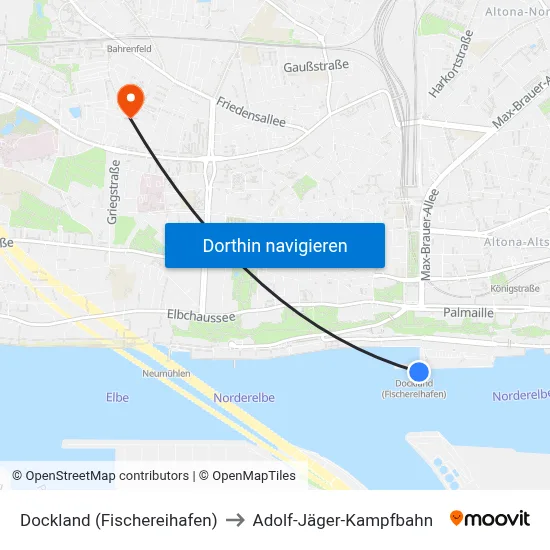 Dockland (Fischereihafen) to Adolf-Jäger-Kampfbahn map