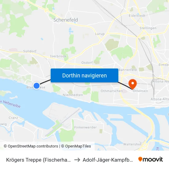 Krögers Treppe (Fischerhaus) to Adolf-Jäger-Kampfbahn map
