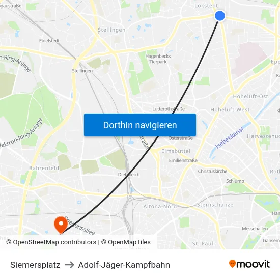 Siemersplatz to Adolf-Jäger-Kampfbahn map