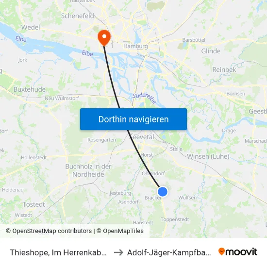 Thieshope, Im Herrenkaben to Adolf-Jäger-Kampfbahn map