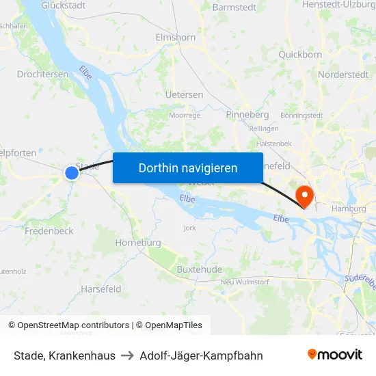 Stade, Krankenhaus to Adolf-Jäger-Kampfbahn map
