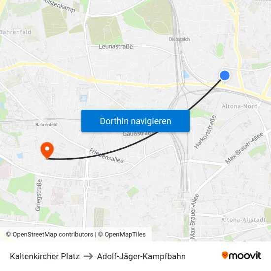 Kaltenkircher Platz to Adolf-Jäger-Kampfbahn map