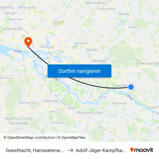 Geesthacht, Hanseatenweg to Adolf-Jäger-Kampfbahn map