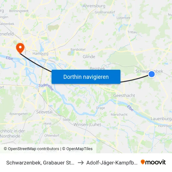 Schwarzenbek, Grabauer Straße to Adolf-Jäger-Kampfbahn map