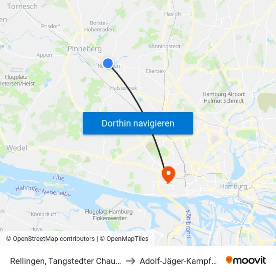 Rellingen, Tangstedter Chaussee to Adolf-Jäger-Kampfbahn map