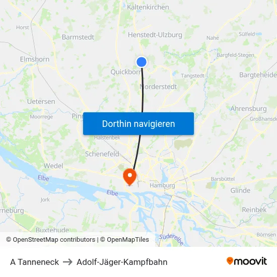 A Tanneneck to Adolf-Jäger-Kampfbahn map