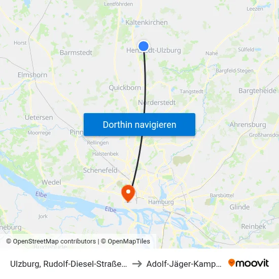 Ulzburg, Rudolf-Diesel-Straße (Mitte) to Adolf-Jäger-Kampfbahn map