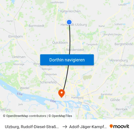 Ulzburg, Rudolf-Diesel-Straße (Ost) to Adolf-Jäger-Kampfbahn map