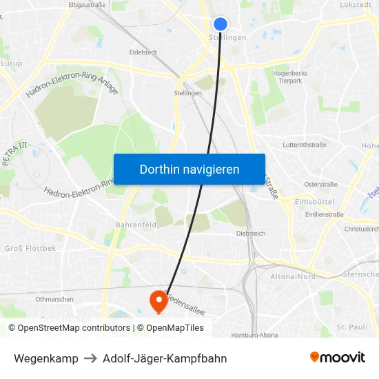 Wegenkamp to Adolf-Jäger-Kampfbahn map