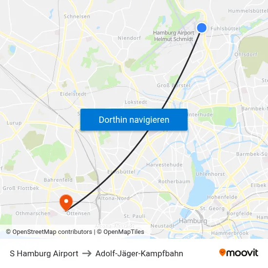 S Hamburg Airport to Adolf-Jäger-Kampfbahn map