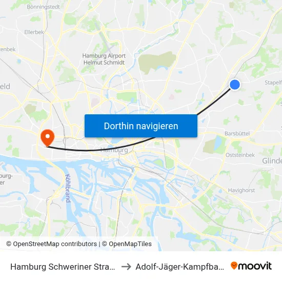 Hamburg Schweriner Straße to Adolf-Jäger-Kampfbahn map