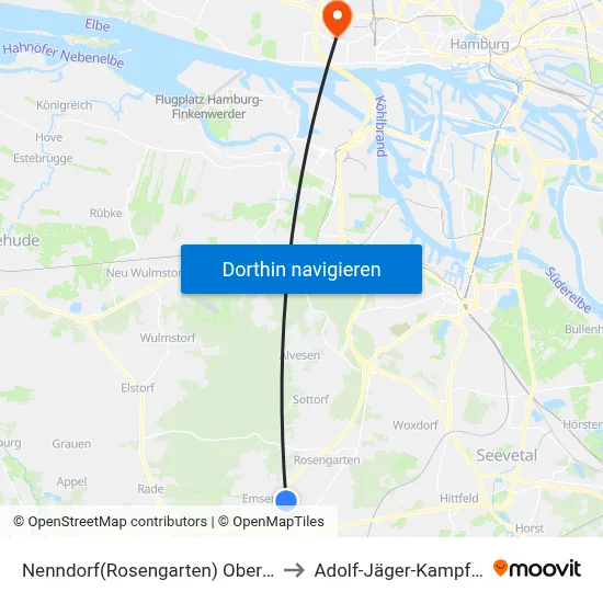 Nenndorf(Rosengarten) Oberschule to Adolf-Jäger-Kampfbahn map