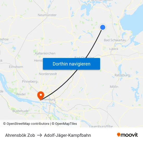 Ahrensbök Zob to Adolf-Jäger-Kampfbahn map