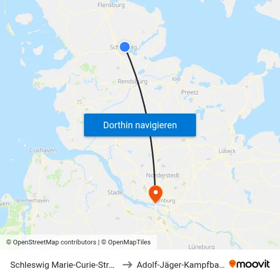 Schleswig Marie-Curie-Straße to Adolf-Jäger-Kampfbahn map