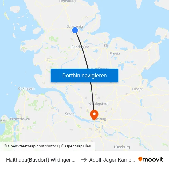 Haithabu(Busdorf) Wikinger Museum to Adolf-Jäger-Kampfbahn map