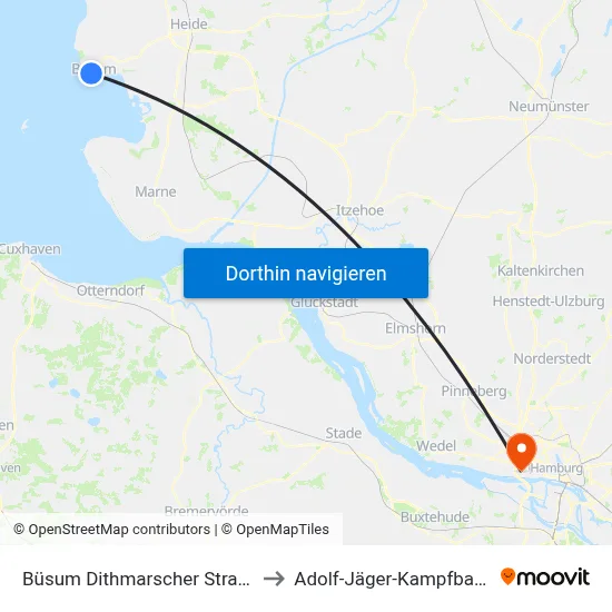 Büsum Dithmarscher Straße to Adolf-Jäger-Kampfbahn map