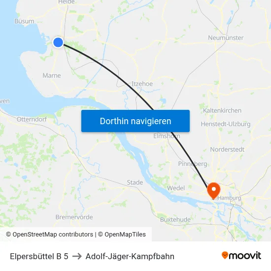 Elpersbüttel B 5 to Adolf-Jäger-Kampfbahn map