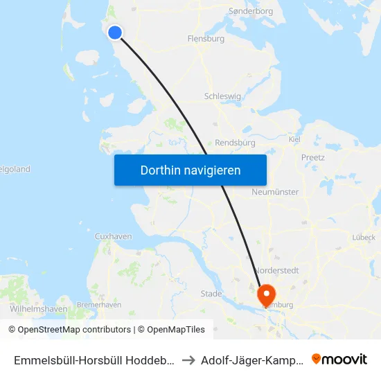 Emmelsbüll-Horsbüll Hoddebülldeich to Adolf-Jäger-Kampfbahn map
