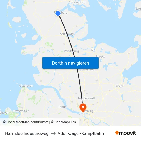 Harrislee Industrieweg to Adolf-Jäger-Kampfbahn map