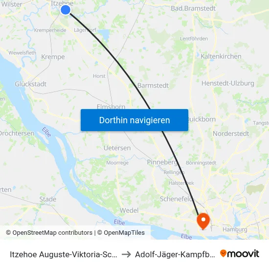 Itzehoe Auguste-Viktoria-Schule to Adolf-Jäger-Kampfbahn map