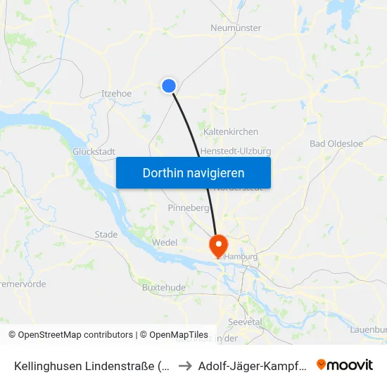 Kellinghusen Lindenstraße (Mitte) to Adolf-Jäger-Kampfbahn map
