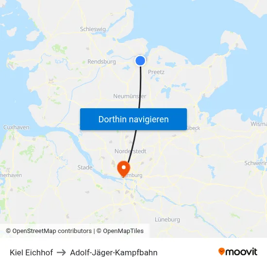 Kiel Eichhof to Adolf-Jäger-Kampfbahn map