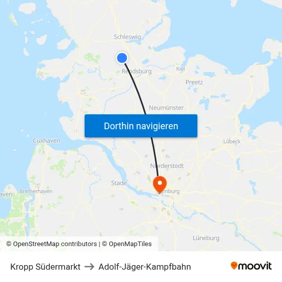 Kropp Südermarkt to Adolf-Jäger-Kampfbahn map