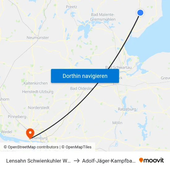 Lensahn Schwienkuhler Weg to Adolf-Jäger-Kampfbahn map
