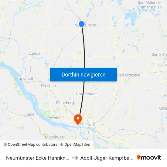 Neumünster Ecke Hahnknüll to Adolf-Jäger-Kampfbahn map